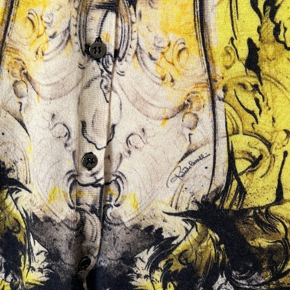 Vintage Cavalli Roberto Cavalli Yellow Baroque Print Cardigan Size 46​ - Picture 6 of 10